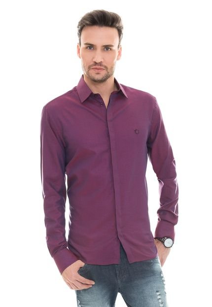 Camisa Olimpo Camisaria Maquinetada Fio 50 Manga Longa Bordo - Marca Olimpo Camisaria