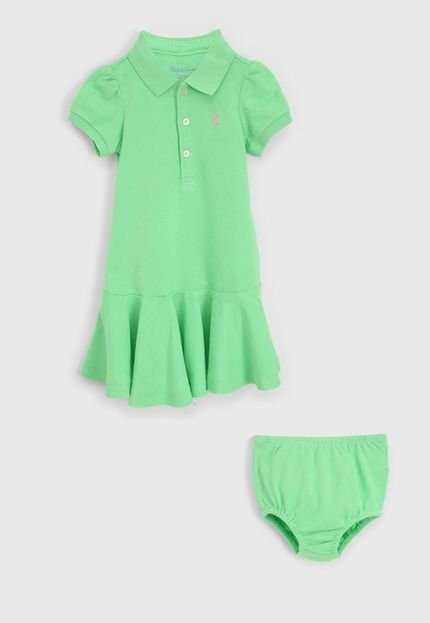 Vestido Polo Ralph Lauren Infantil Polo Com Tapa Fralda Verde - Marca Polo Ralph Lauren
