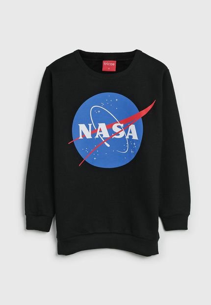 Blusa de Moletom Tricae Infantil Nasa Preta - Marca Tricae