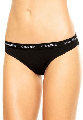 Kit Calcinha Calvin Klein Underwear Tanga 2 peças Laranja/ Preto