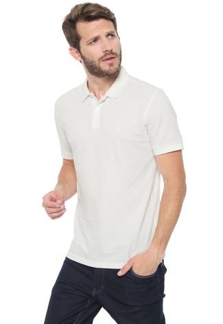 Camisa Polo Calvin Klein Reta Off-white