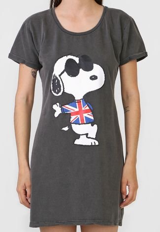 Vestido Snoopy Curto Personagem Grafite