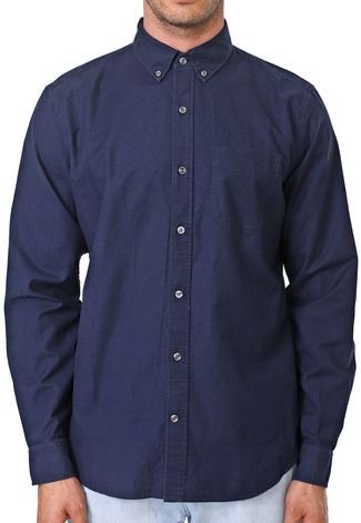 Camisa GAP Reta Bolso Azul-marinho