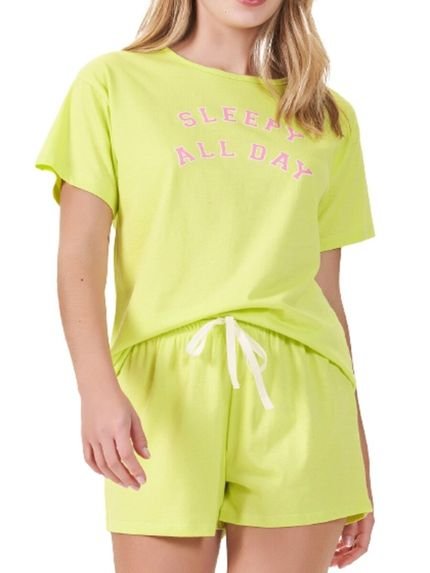 Pijama Feminino Curto Espaço Pijama 4010034 Verde - Marca Espaço Pijama