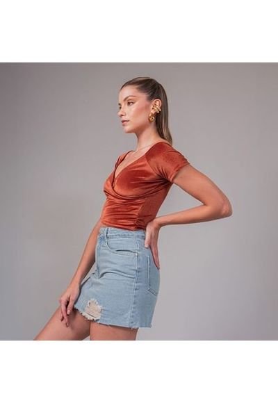 Blusa Ajustada Corta Manga Corta Clippin Compra Ahora Dafiti