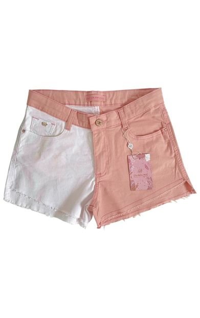 Shorts Jeans Color Block Confort Menina 10 ao 16 Rosa Rosa - Marca Crawling