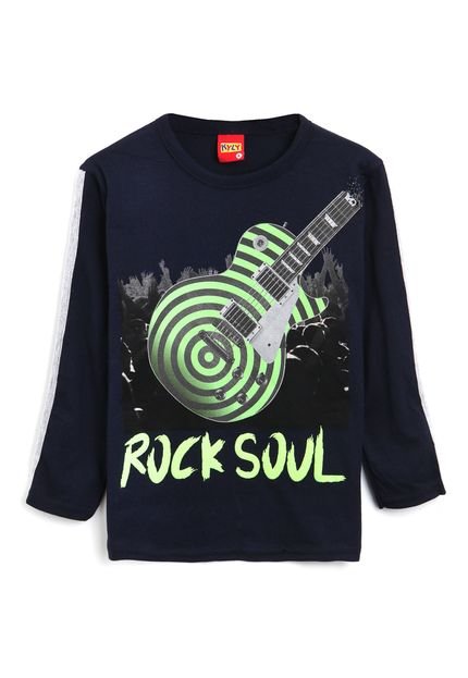 Camiseta Kyly Infantil Rock Azul-Marinho - Marca Kyly