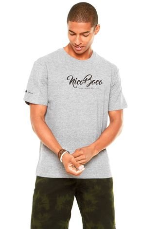 Camiseta Nicoboco Flowers Shape Cinza