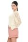 Blusa Feminina Tricot Lisa Manga Vazada Polo Wear Bege Claro - Marca Polo Wear