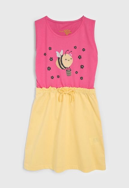 Vestido Tricae Eco & Fun Em Algodão Consciente Infantil Abelhinha Amarelo - Marca Tricae Eco & Fun