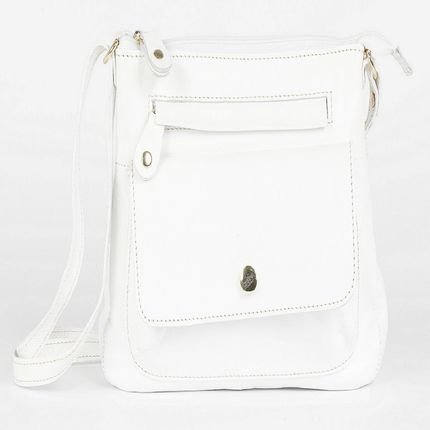 Bolsa Feminina Transversal em couro Branco - Marca Betania Couros