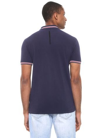 Camisa Polo Calvin Klein Jeans Reta Logo Azul-marinho