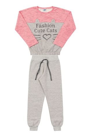 Conjunto Moletom Infantil Menina Cute Rosa