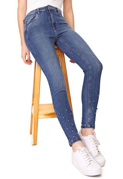 Calça Jeans Enfim Skinny Estonada Azul - Marca Enfim