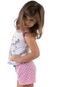 Pijama Infantil Curto Baby Doll Estampa de Unicórnio Rosa Linha Noite - Marca Linha Noite
