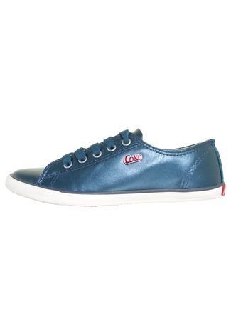 Tênis Coca-Cola Shoes The Best Leather Metal Azul