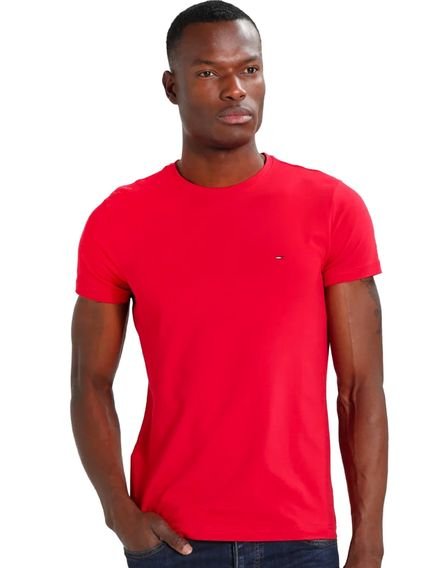 Camiseta Tommy Jeans Masculina Classic Jersey C-Neck Flag Vermelha - Marca Tommy Jeans