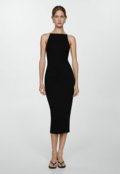 Vestido Mango Midi Liso Preto - Marca Mango