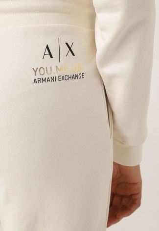 Calça de Moletom AX ARMANI EXCHANGE Jogger Logo Off-White