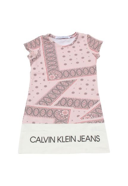 Vestido Calvin Klein Kids Escrita Rosa - Marca Calvin Klein Kids