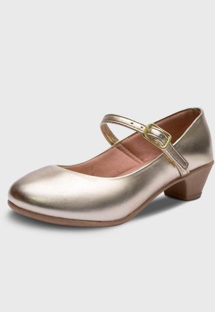 Sapato de Salto Pópidí Menina Basico Dourado - Marca Pópidí