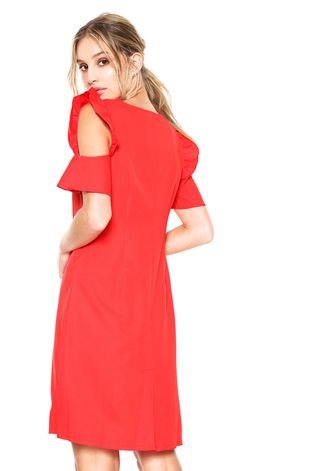 Vestido D.DRESS Curto Off Shoulder Vermelho