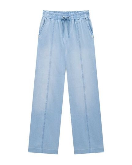 Calça wide leg em jeans leve Nin Go 10 Azul - Marca Nina Go