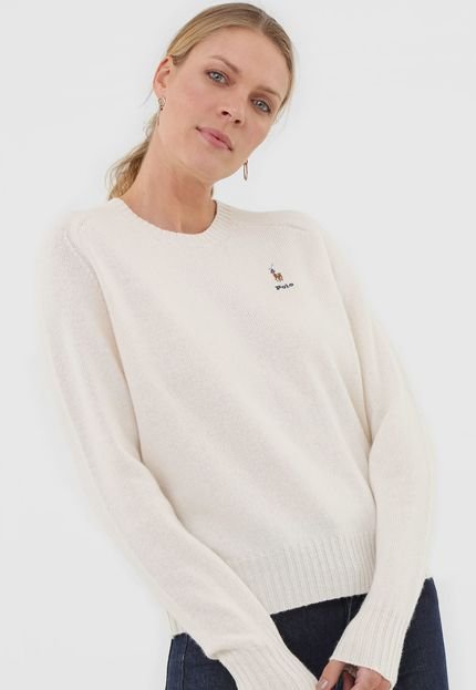 Suéter Lã Lauren Ralph Lauren Liso Off-White - Marca Lauren Ralph Lauren