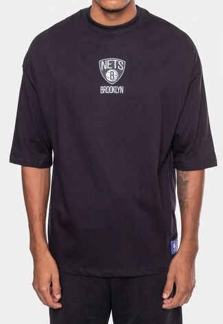 Camiseta NBA Masculina Conference Brooklyn Nets Preta