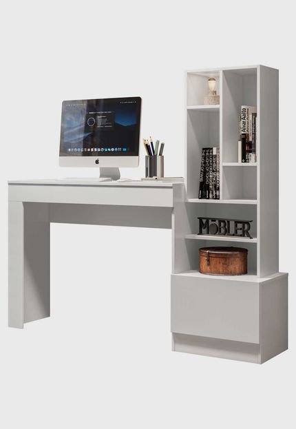 Escrivaninha Office Lion Branco Fosco Liso Belaflex Móveis - Marca Belaflex Móveis