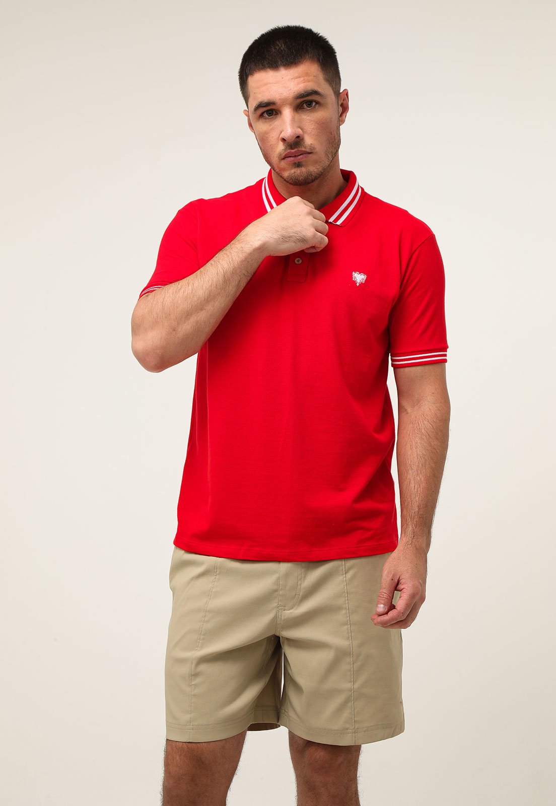 Camisa Polo Reta Frisos Duplos Vermelha - Marca Cavalera