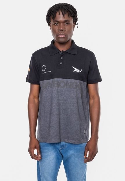 Camisa Onbongo Polo Piquet Masculina Beam Preta Mescla - Marca Onbongo