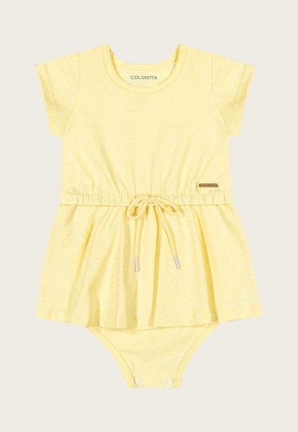 Body Bebê Colorittá Glitter Amarelo - Marca Colorittá
