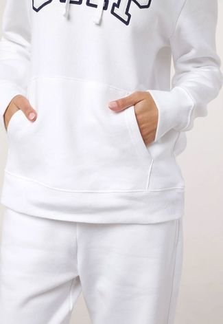 Blusa de Moletom Flanelada Fechada GAP Logo Bordado Branca