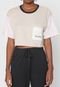 Camiseta Cropped Tricats Color Block Sun Bege/Rosa - Marca Tricats