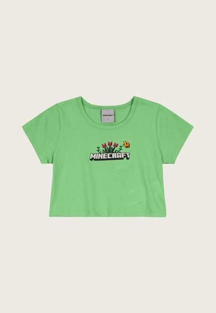 Blusa Cropped Infantil Brandili Minecraft Verde - Marca Brandili