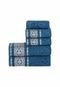 Jogo de Banho Essencial Bordado Algodão 5 Peças - Azul Marinho - Marca Casa Modelo Enxovais