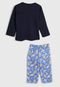 Pijama Tricae Longo Infantil Sleep Azul-Marinho/Azul - Marca Tricae