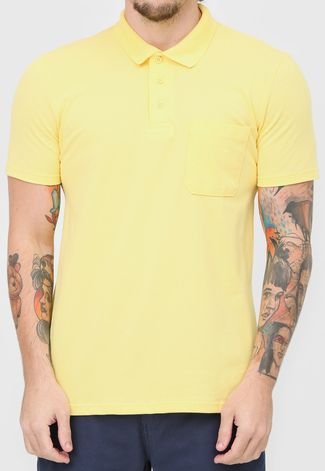 Camisa Polo Malwee Reta Bolso Amarela