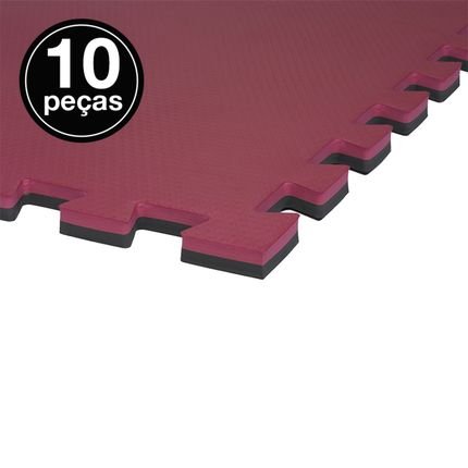 Menor preço em Kit 10 Tapete Tatame Eva Loja da Maria 100x100x2cm 20mm Cores Preto e Vermelho