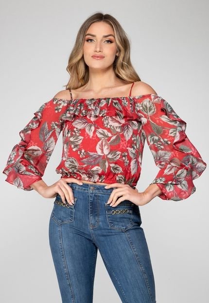 Blusa Babados Eco Flower Guess - Marca Guess