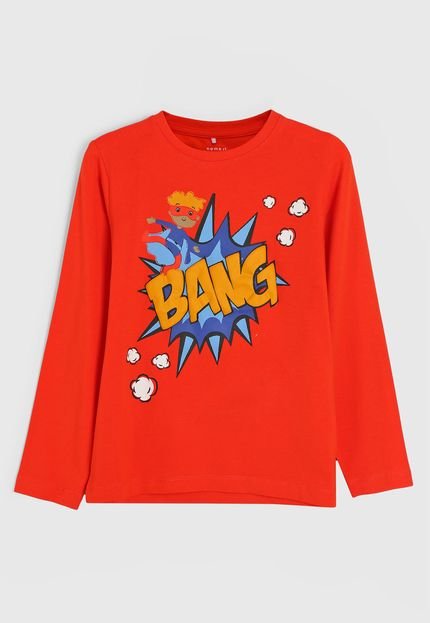 Camiseta Infantil Name It Full Print Laranja - Marca Name It