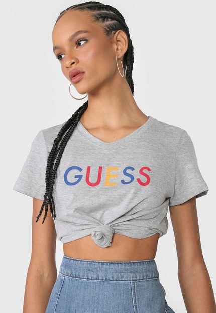 Blusa Guess Lettering Cinza - Marca Guess