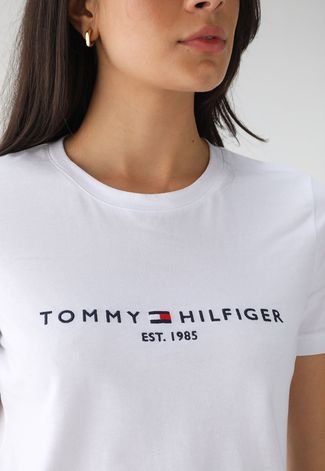 Camiseta Tommy Hilfiger Slim Estampa Branca