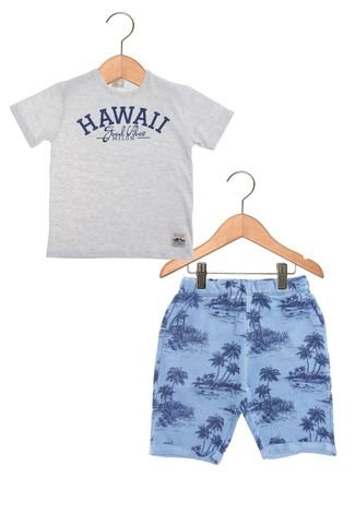 Conjunto Milon Havaii Infantil Cinza/Azul