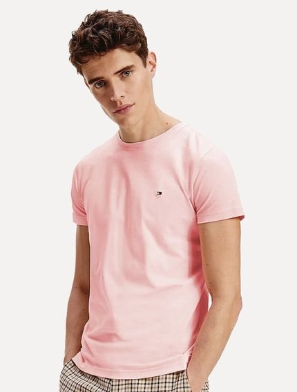 Camiseta Tommy Hilfiger Masculina Essential Cotton Rosa Claro - Marca Tommy Hilfiger