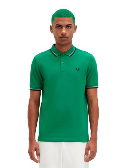 Polo Fred Perry Masculina Piquet Regular Navy Twin Tipped Verde - Marca Fred Perry