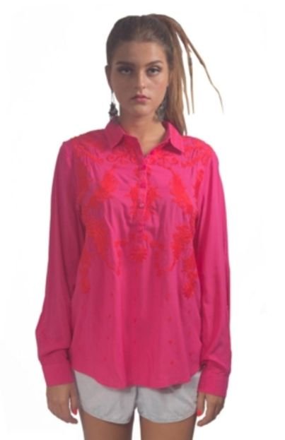 Camisa Chocoleite Bordado Pink Rosa - Marca Chocoleite