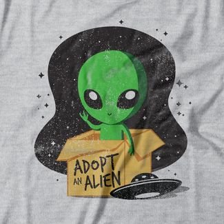 Camiseta Feminina Adopt An Alien - Mescla Cinza