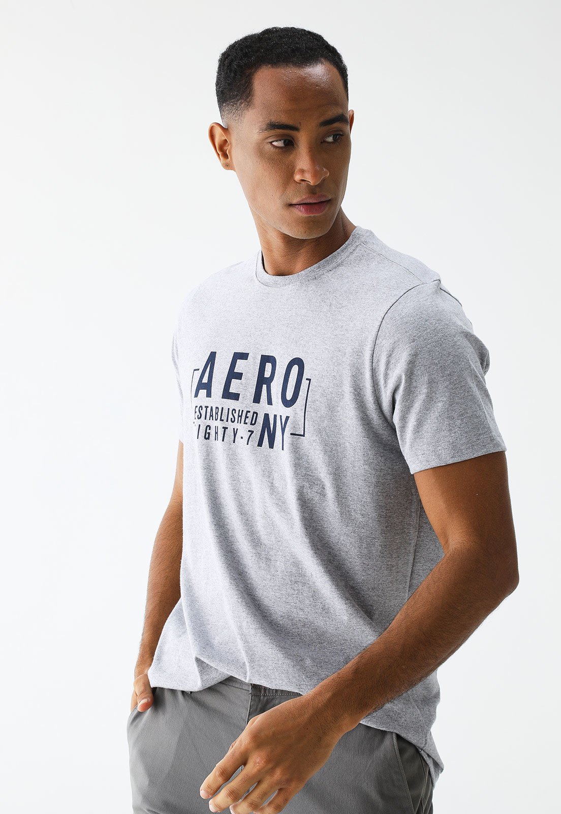 Camiseta Aeropostale Reta Estampada Cinza - Marca Aeropostale